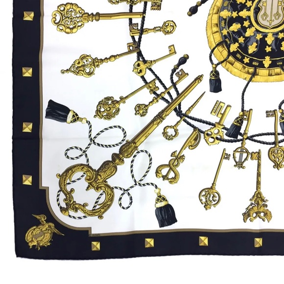 HERMES LES CLES Carre 90 Multicolor Silk 100% Scarf - Picture 3 of 8